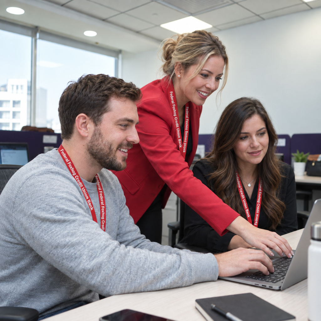 Federal Foxhog banking team collaborating in an office